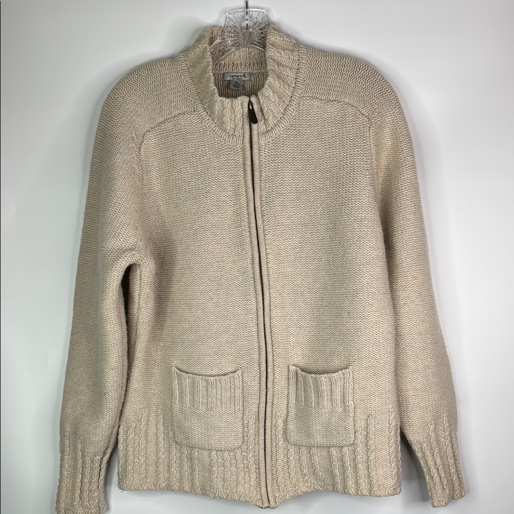 Carhartt WK108 OLH Full Zip Lambswool Sweater XL